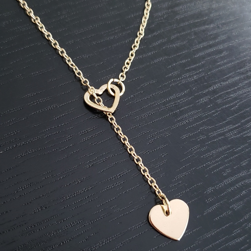 Heart Drop Pendal Adjustable Choker Necklace - Picture 3 of 4